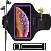 RUNBACH iPhone Armband for 16 Pro Max/15 Pro Max/14 Pro Max - Running Exercise Holder with Card Slot (Purple)