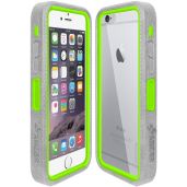 Amzer Crusta Rugged Tempered Glass Case for iPhone 6/6s - Grey with Belt Clip Holster | Silver, Gold & Rose Gold Compatible