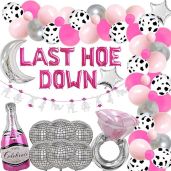 73 Packs Last Hoedown Western Cowgirl Bachelorette Party Kit with Banner Balloon Garland and Disco Ball Mylar Balloon