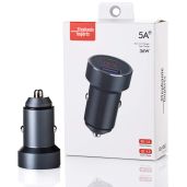 36W Dual USB Type C & USB A Fast Car Charger with LED Voltmeter - PD 3.0 & QC4.0 Compatible