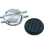Upgrade Your Ride: Kuryakyn 8498 Stinger Vented Trap Door for Hypercharger Air Cleaners - Chrome Motorcycle Air Filter