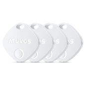 ATUVOS Bluetooth Key Finder 4 Pack: Smart Tracker for Luggage & Wallets - IP67 Waterproof, 250ft Range, Apple Find My Compatible