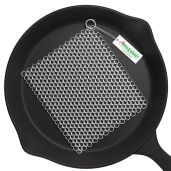 "Amagabeli Cast Iron Cleaner: 8"x6" Stainless Steel Chainmail Scrubber for Skillets, Pots, Woks & Grills"