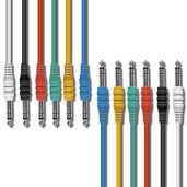 AxcessAbles 1/4 TRS Multi-Color Stereo Patch Cables - 6 Pack (1ft) for Outboard Gear | Balanced Audio Cords