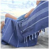 Oversized Aysesa Sandproof Turkish Cotton Beach Towel with Hidden Pocket - Extra Large, Packable & Perfect Gift for Men & Women