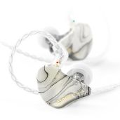 BASN MMCX Triple Driver IEM Earphones: Rich Bass & HiFi Sound for Audiophiles - Upgraded Detachable Cables (Porcelain White)