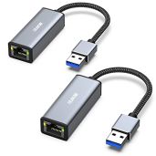 BENFEI USB Ethernet Adapter 1000 Mbps - Pack of 2 for MacBook & Windows 11/10/8.1/8/7/XP - Fast Gigabit RJ45 Network Connection