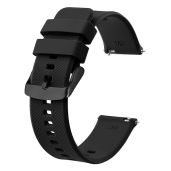 BISONSTRAP 20mm Quick Release Silicone Watch Strap for Men and Women in Black with Black Buckle