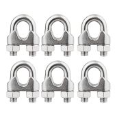 BNYZWOT 1/2 Inch Stainless Steel Wire Rope Cable Clamp Fastener Clips Set of 6 for Secure and Reliable Use