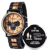Personalized BOBO BIRD Men's Engraved Wooden Watches - Stylish Quartz Casual Gifts for Dad from Son
