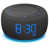 BUFFBEE Bluetooth Speaker Alarm Clock with FM Radio High Fidelity Sound and Full Range Dimmer for Bedroom Use