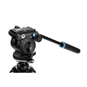 "Benro S2 PRO Flat Base Fluid Video Head: 5.5 lb Max Load, 1/4"-20 & 3/8"-16 Mounts, Includes Pan Arm for Smooth Filming"