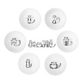 BigNoseDeer Cute Cat Ceramic Sauce Dish Set - Mini Condiment & Dipping Bowls (Set of 6) for Snacks & Sushi