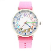 Bigbangbang Kids Analog Watch for Boys and Girls Soft Cloth Band Easy Time Learning Toddler First Watch in Pink