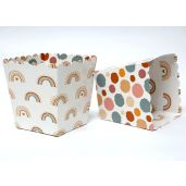 Boho Rainbow Party Favor Snack Boxes Set of 12 for Good Vibes Retro Little Rainbow School Events Reversible Scalloped Popcorn Boxes