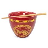 Boom Trendz Year Of The Dragon Chinese Zodiac Ceramic Set Ramen Bowl and Wooden Chopsticks Asian Kitchen Gift Red One Size