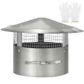 Bootuu 14 Inch Round Chimney Cap with Screen and Fastening Device Stainless Steel Tapered Top Stovepipe Finial for Durable Protection