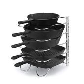 Maximize Kitchen Space: CAXXA Heavy Duty Pan & Pot Lid Rack with 5 Adjustable Dividers - Chrome Organizer