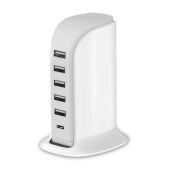 40W Upoy Multi-Device Charging Station: 5 USB Ports & Smart IC for iPhone, iPad, Tablets & Smartphones - Perfect for Home & Office
