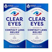 Clear Eyes Multi-Action Eye Drops for Contact Lens Relief - 2 Count | Fast Relief for Dry Eyes