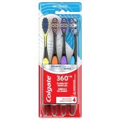 Colgate 360 Advanced Floss Tip Toothbrush - Soft Adult Toothbrush 4 Pack for Superior Oral Care