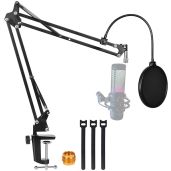 YUZUHOME Adjustable Boom Arm for HyperX Quadcast S Mic - Enhance Sound with Pop Filter & Windscreen