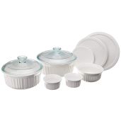 CorningWare French White 10-Pc Bakeware Set: Durable, Versatile & Safe for Oven, Microwave, Dishwasher & Freezer