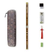Beginner's D Key Bitter Bamboo Flute Set: Free Membrane, Glue & Protector - Traditional Chinese Instrument