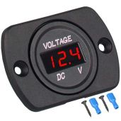 DC 12V 24V Waterproof Car Voltmeter with LED Display & Mounting Plate - Ideal for Marine, Motorcycle, Truck & Vehicle Use