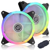 DS 120MM RGB Cooling Fans for PC Cases - ASUS Aura & MSI Mystic Sync Compatible (2-Pack)