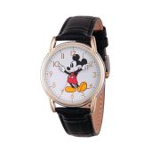 Disney Mickey Mouse Adult Watch: Classic Articulating Hands, Quartz, Leather Strap - Cardiff Edition