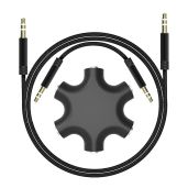 EBEETECH 3.5mm Audio Splitter: 5-Jack Female Connector & Stereo Cables (20cm & 100cm) - 3-in-1 Pack for Ultimate Sound Sharing
