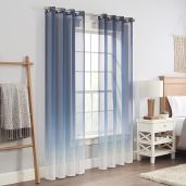 ECLIPSE Ines Ombre Textured Light Filtering Grommet Window Curtains 52x84 Indigo for Bedroom 2 Panels