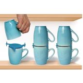 ELYPRO Coffee Mug Organizer: Expandable & Stackable Kitchen Storage for Mugs & Tea Cups - Space-Saving Solution in Blue
