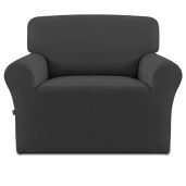 Easy-Going Dark Gray Fleece Stretch Sofa Slipcover - Non-Slip, Washable Protector for Kids & Pets