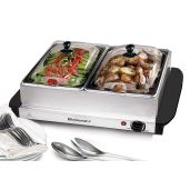 Elite Gourmet EWM-6122 Buffet Server: Dual 2.5 Qt Food Warmer with Temperature Control - Perfect for Parties & Holidays
