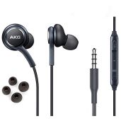 ElloGear OEM Stereo Earbuds for Samsung Galaxy S10/S10e/Plus - AKG Design, Microphone & Volume Control (Grey)