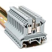 Erayco UK2.5B-GR DIN Rail Terminal Block - 600V 20A, Screw Clamp, 24-12AWG, Pack of 100 for Reliable Electrical Connections