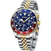 FANMIS Men's Luxury Luminous Chronograph Watch - Waterproof Stainless Steel Analog Quartz in Blue