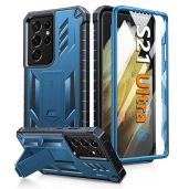 FNTCASE Military Grade Rugged Case for Samsung Galaxy S21 Ultra with Kickstand Shockproof TPU Protection Blue 6.8 inches