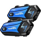 FODSPORTS M1-S Plus Bluetooth Headset: 10-Rider Intercom, Music Sharing, HRSQS Speakers, & One-Click Pairing - 2 Pack