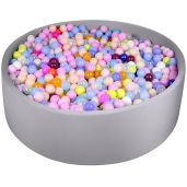 FUBOTRAD Round Foam Ball Pit for Kids 47.2 x 13.7 Inches Soft Play Equipment Light Gray