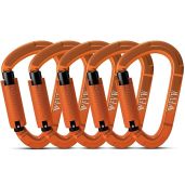 FVW 5-Piece Heavy Duty Climbing Carabiners - 25KN Auto Locking for Hammocks, Camping & Hiking (Orange)