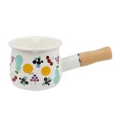 FYUEROPA Enamel Milk Pot Non-stick Mini Saucepan 4 Inch 17 Oz Small Cookware with Wooden Handle Ideal for Butter and Sauces
