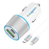 Meagoes 20W USB C Car Charger: Fast PD Adapter for iPhone 14/13/12/11 & MFi Certified Lightning Cable
