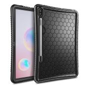Fintie Silicone Case for Samsung Galaxy Tab S6 10.5 2019 with S Pen Holder Honey Comb Series Kids Friendly Lightweight Shock Proof Black