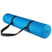 Fitvids 1/4-Inch High Density Anti-Tear Yoga Mat with Strap - Durable & Portable Blue Exercise Mat