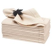 Premium Hemstitched Flax Linen Napkins Set of 12 - Washable 18x18 Dinner Cloth Napkins for Elegant Dining