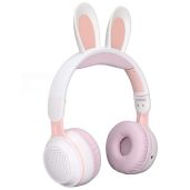 Foldable Bluetooth 5.0 Headphones with Microphone Cute Rabbit Ear Design for Kids Teens and Adults 12 Hours Listening Time TF Aux