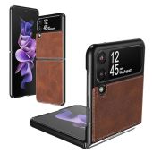 Foluu Galaxy Z Flip 3 5G Case - Ultra Thin Leather & Hard PC Shell, Durable Protection (Brown) - 2021 Model